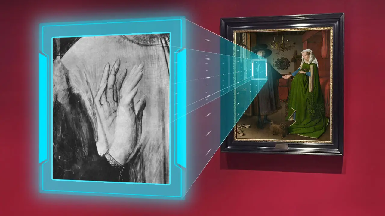kiosk design that allows art to be inspected in more detail