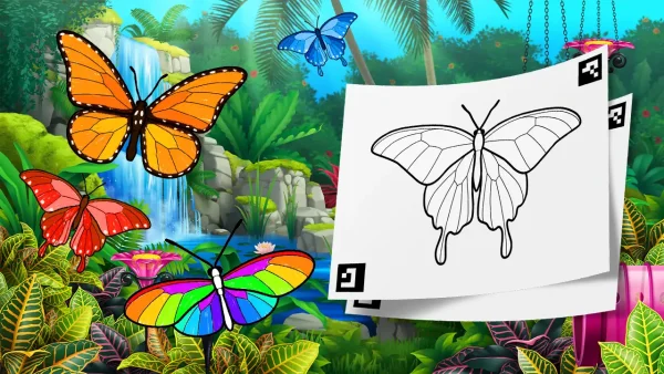 Butterfly garden theme for the SketchTank virtual coloring aquarium