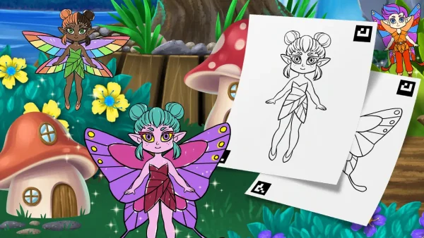 Custom Coloring art projector exhibit - fairies