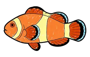 Clownfish template for the SketchTank Virtual Coloring Aquarium