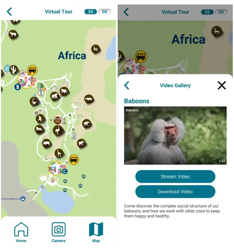 North Carolina Zoo screenshots showing how digital can enhance the experience