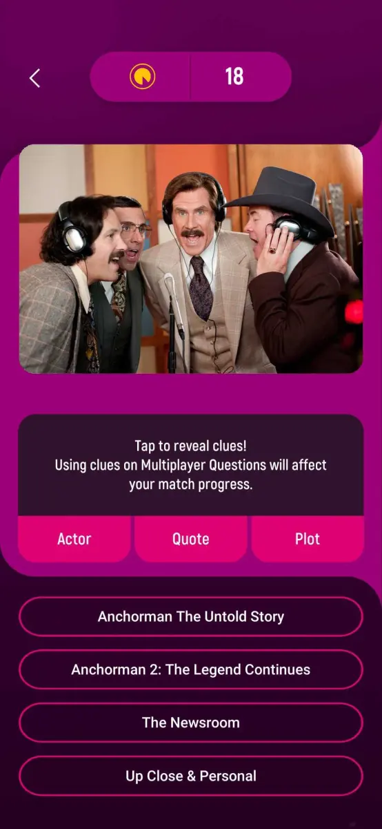 A group of men singing around a microphone, with a trivia question and list of answers.