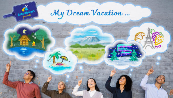 Interactive projection for tradeshow marketing. color and pose your dream vacation